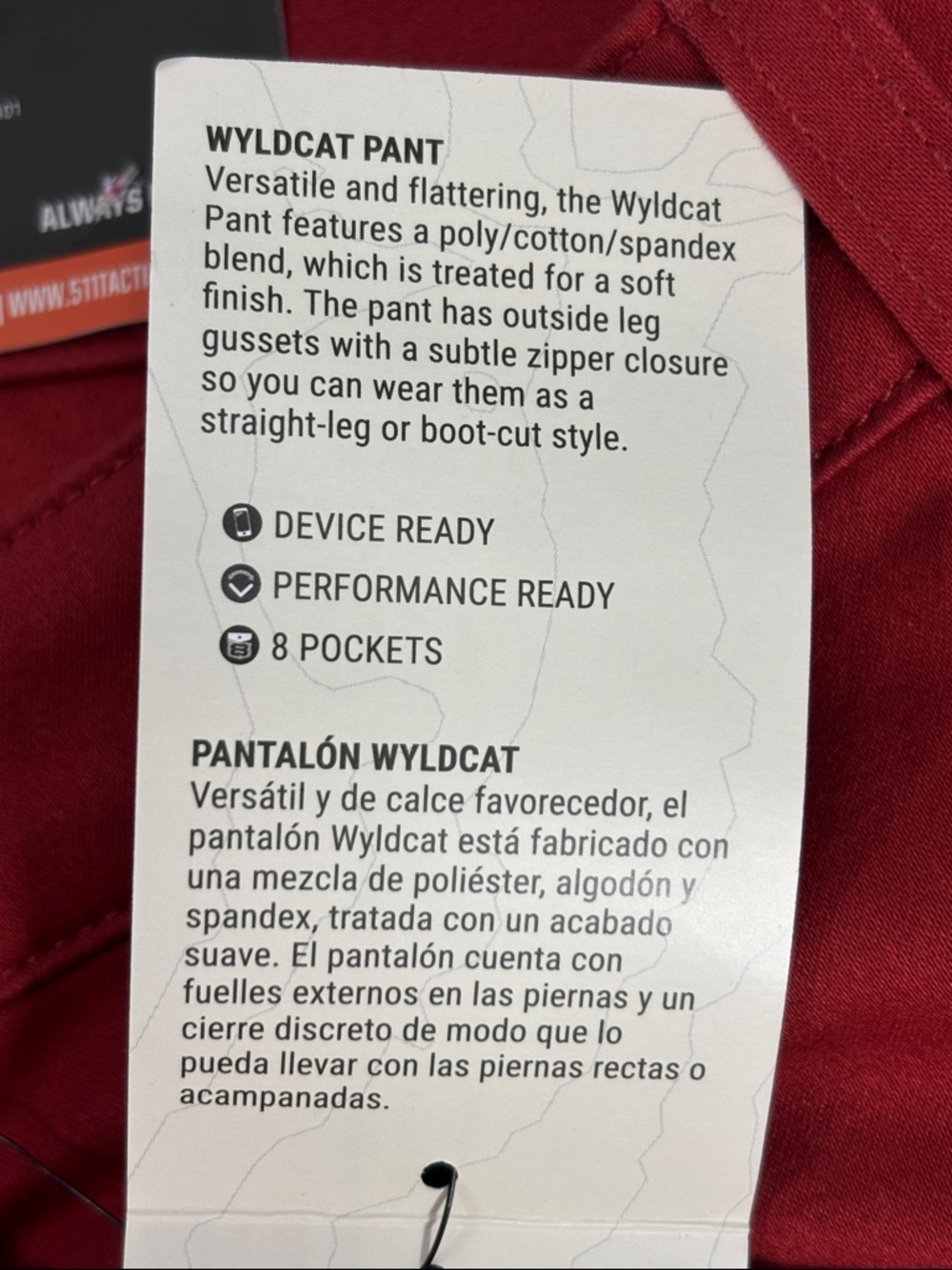 5.11 Tactical Women's Rust Wyldcat Skinny Fit Pants‎ - size 6 NWT - Picture 9 of 10